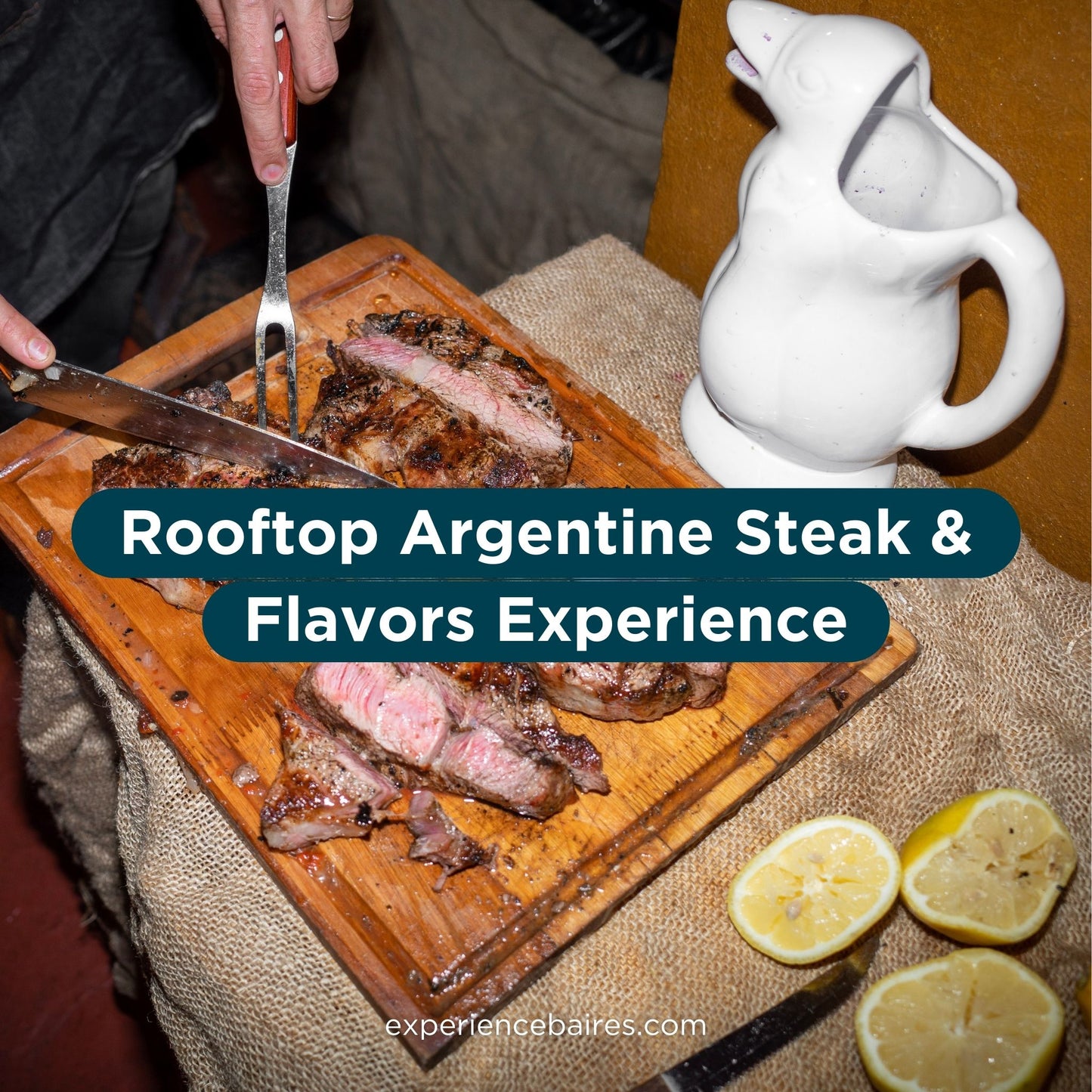 Experiencia de bistec y sabores argentinos en la azotea